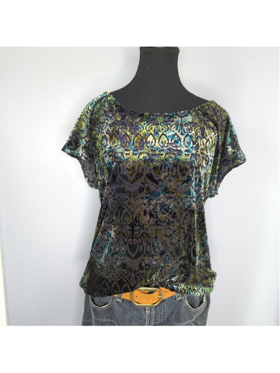 Reitmans Tops - Reitmans Vintage 90s/Y2K Velvet Burnout Paisley Top Sz L Whimsigoth Romantic